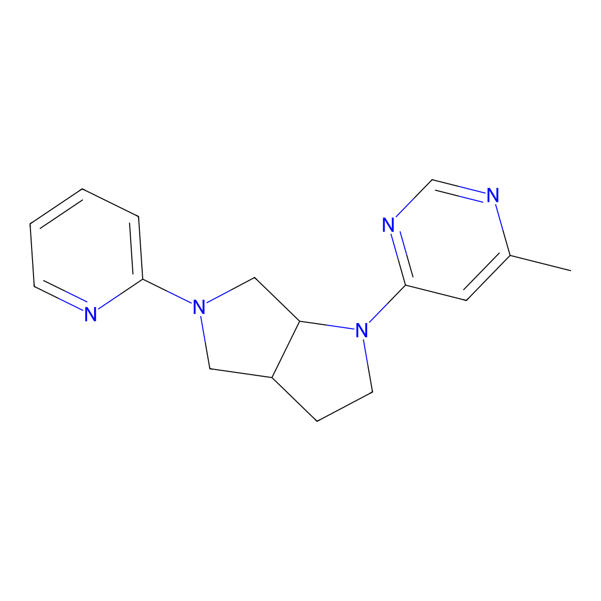 4-Methyl-6-[5-(pyridin-2-yl)-octahydropyrrolo[3,4-b]pyrrol-1-yl]pyrimidine molecular structure, CAS 2548997-41-5