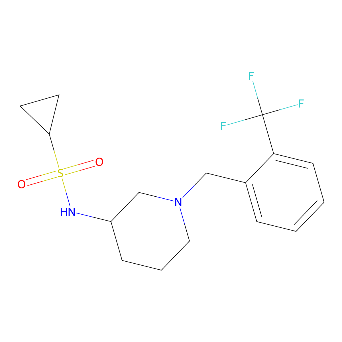 N-(1-{[2-(trifluoromethyl)phenyl]methyl}piperidin-3-yl)cyclopropanesulfonamide molecular structure, CAS 2548997-44-8