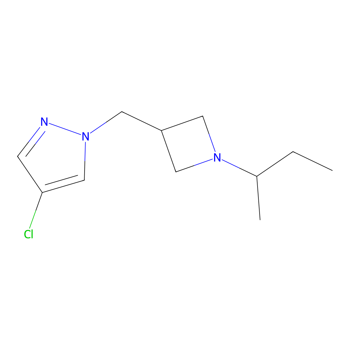1-{[1-(butan-2-yl)azetidin-3-yl]methyl}-4-chloro-1H-pyrazole molecular structure, CAS 2548997-59-5