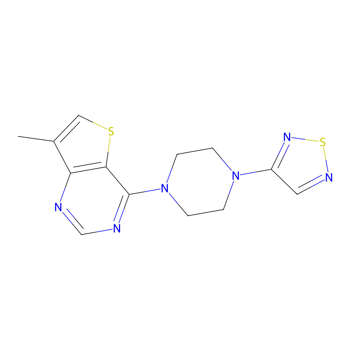 1-{7-Methylthieno[3,2-d]pyrimidin-4-yl}-4-(1,2,5-thiadiazol-3-yl)piperazine molecular structure, CAS 2548997-62-0