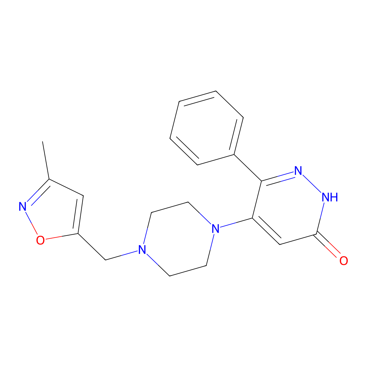 5-{4-[(3-Methyl-1,2-oxazol-5-yl)methyl]piperazin-1-yl}-6-phenyl-2,3-dihydropyridazin-3-one molecular structure, CAS 2548997-67-5