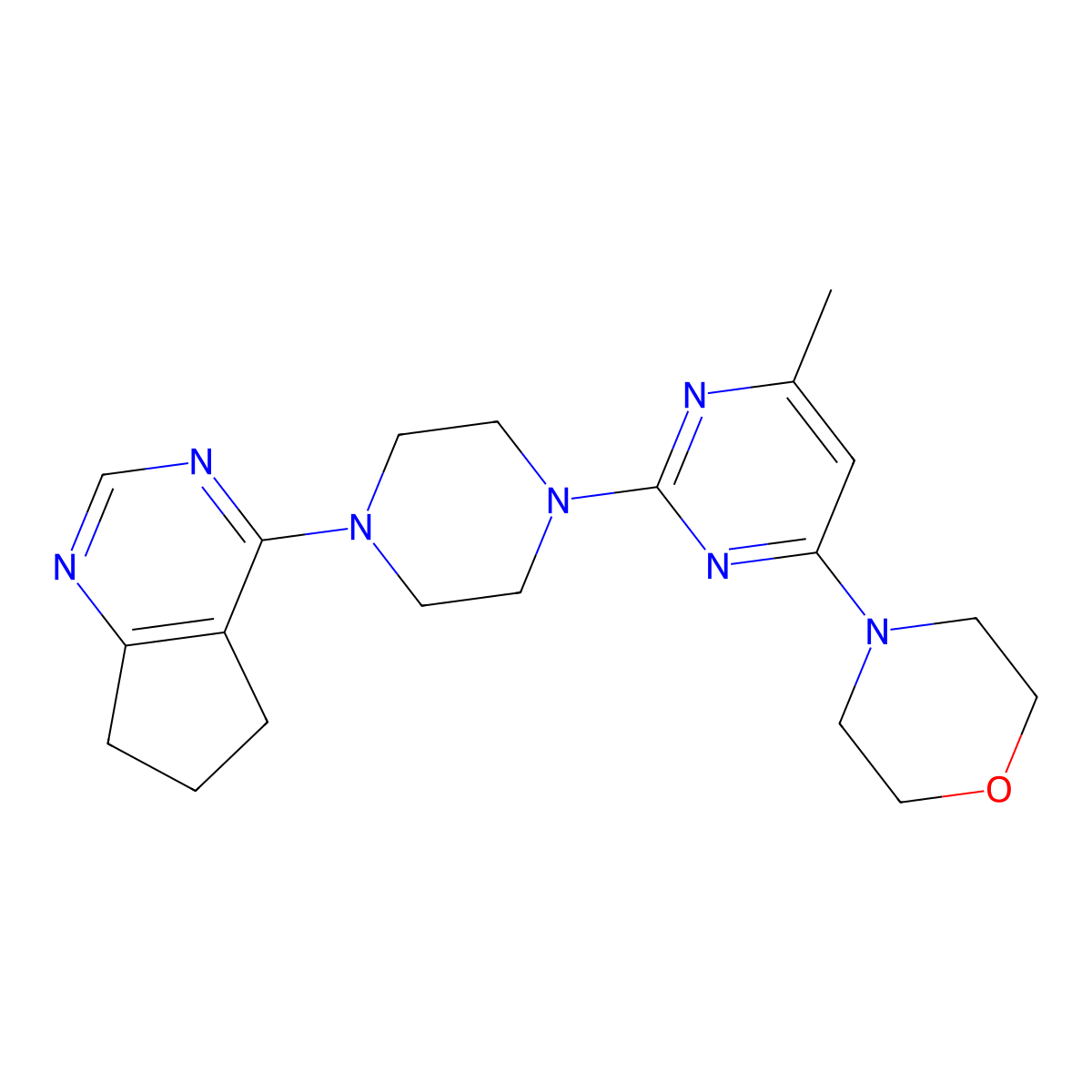 4-[2-(4-{5H,6H,7H-cyclopenta[d]pyrimidin-4-yl}piperazin-1-yl)-6-methylpyrimidin-4-yl]morpholine molecular structure, CAS 2548997-74-4