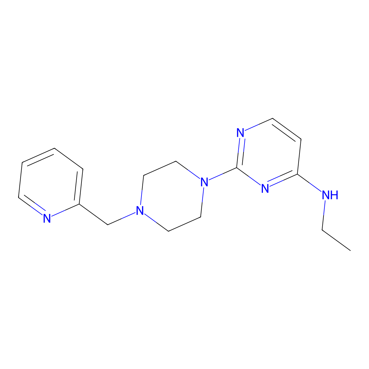 N-ethyl-2-{4-[(pyridin-2-yl)methyl]piperazin-1-yl}pyrimidin-4-amine molecular structure, CAS 2548997-76-6