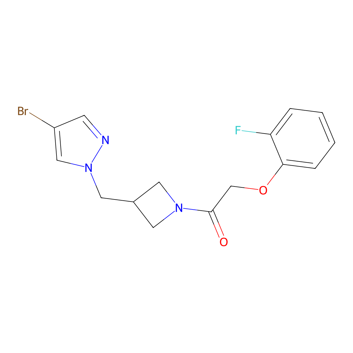 1-{3-[(4-bromo-1H-pyrazol-1-yl)methyl]azetidin-1-yl}-2-(2-fluorophenoxy)ethan-1-one molecular structure, CAS 2548997-78-8