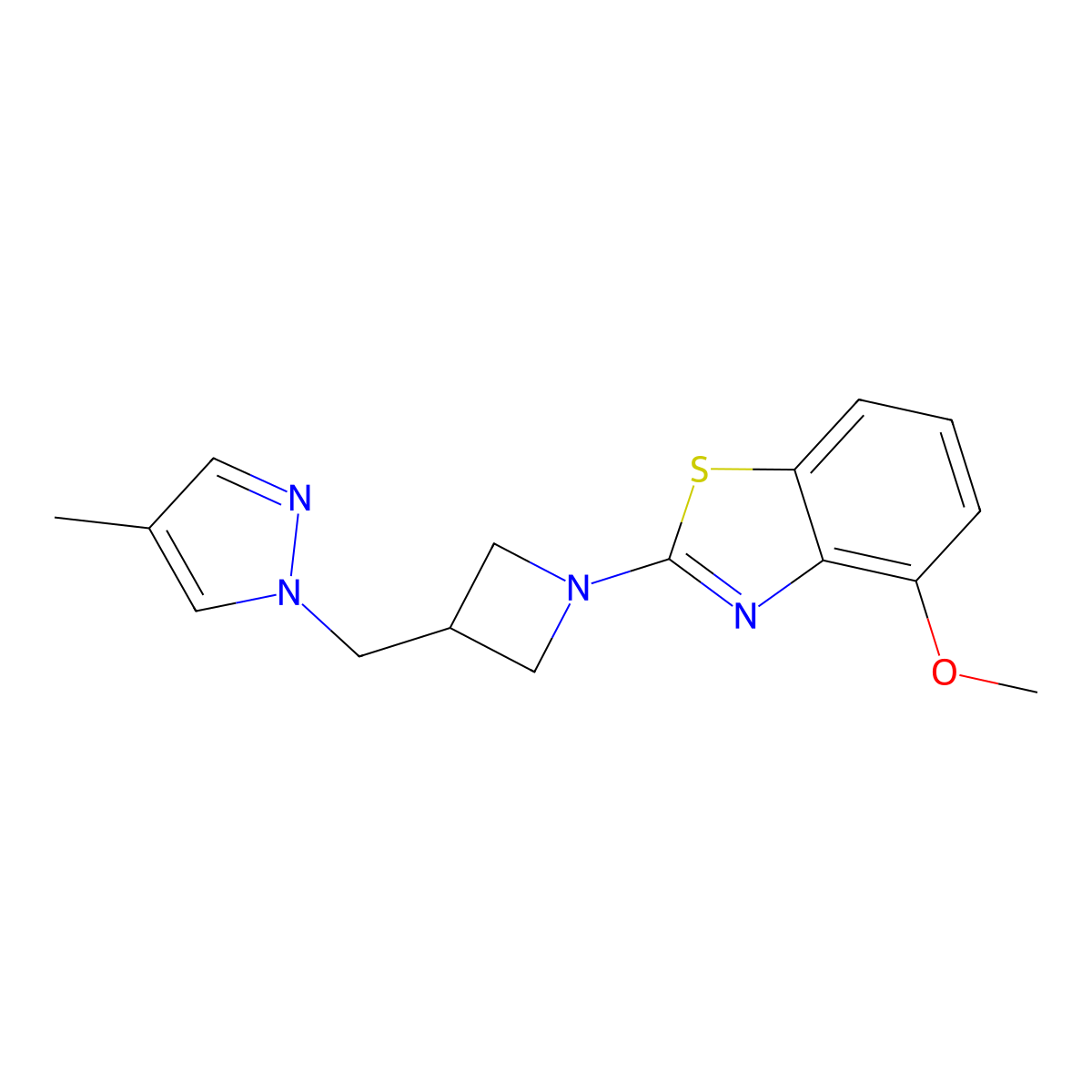 4-methoxy-2-{3-[(4-methyl-1H-pyrazol-1-yl)methyl]azetidin-1-yl}-1,3-benzothiazole molecular structure, CAS 2548997-80-2