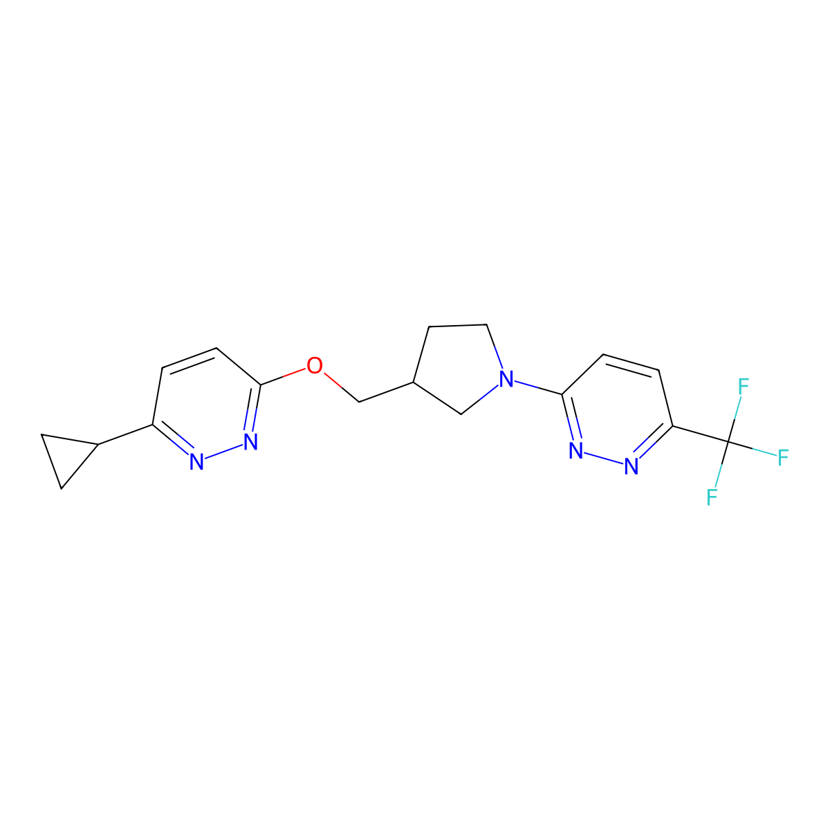 3-(3-{[(6-Cyclopropylpyridazin-3-yl)oxy]methyl}pyrrolidin-1-yl)-6-(trifluoromethyl)pyridazine molecular structure, CAS 2548997-95-9