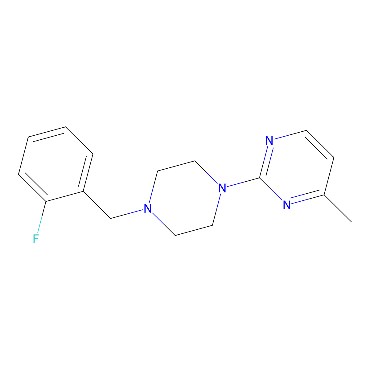 2-{4-[(2-Fluorophenyl)methyl]piperazin-1-yl}-4-methylpyrimidine molecular structure, CAS 2548997-96-0