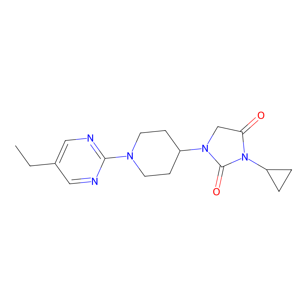 3-Cyclopropyl-1-[1-(5-ethylpyrimidin-2-yl)piperidin-4-yl]imidazolidine-2,4-dione molecular structure, CAS 2548998-02-1