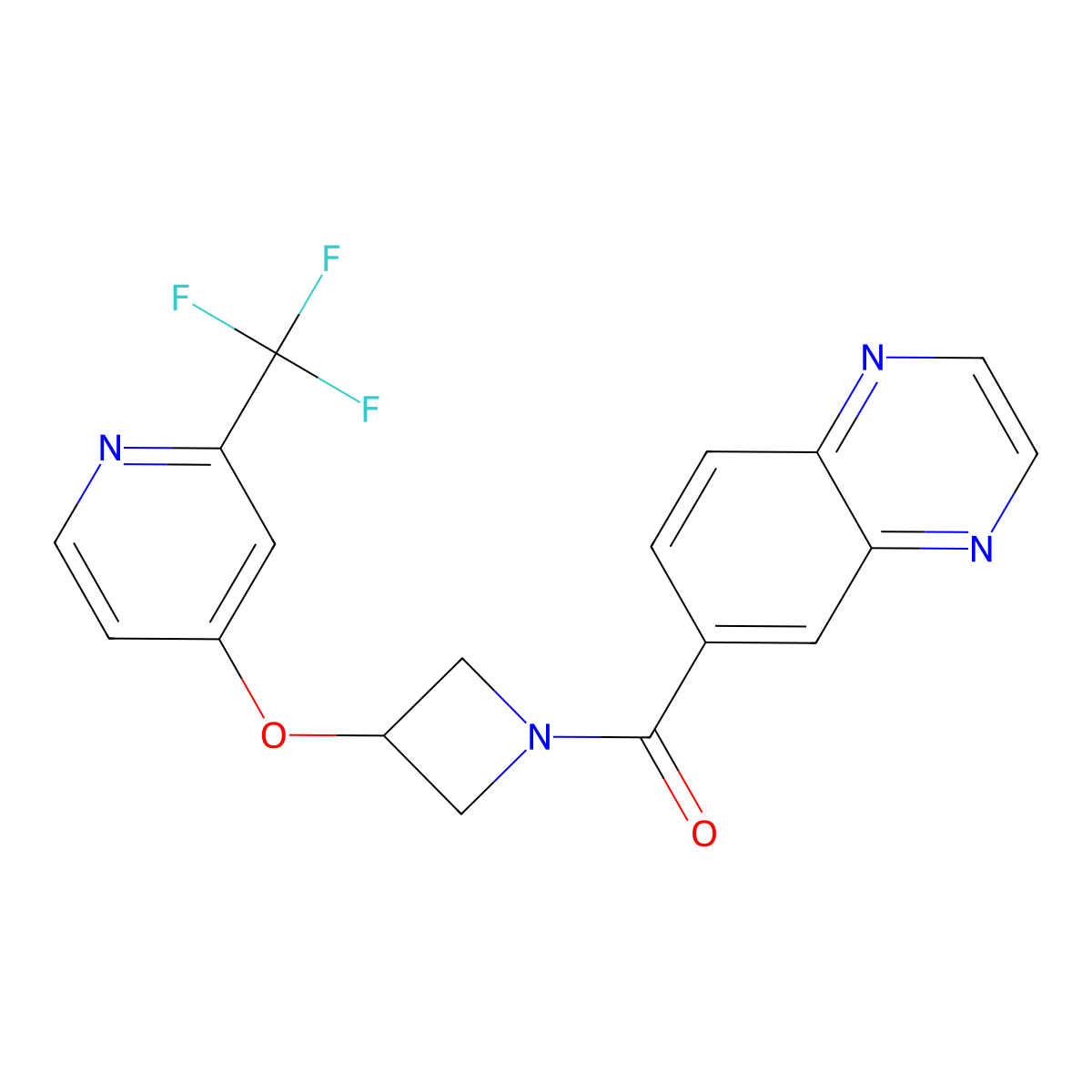 6-(3-{[2-(Trifluoromethyl)pyridin-4-yl]oxy}azetidine-1-carbonyl)quinoxaline molecular structure, CAS 2548998-08-7
