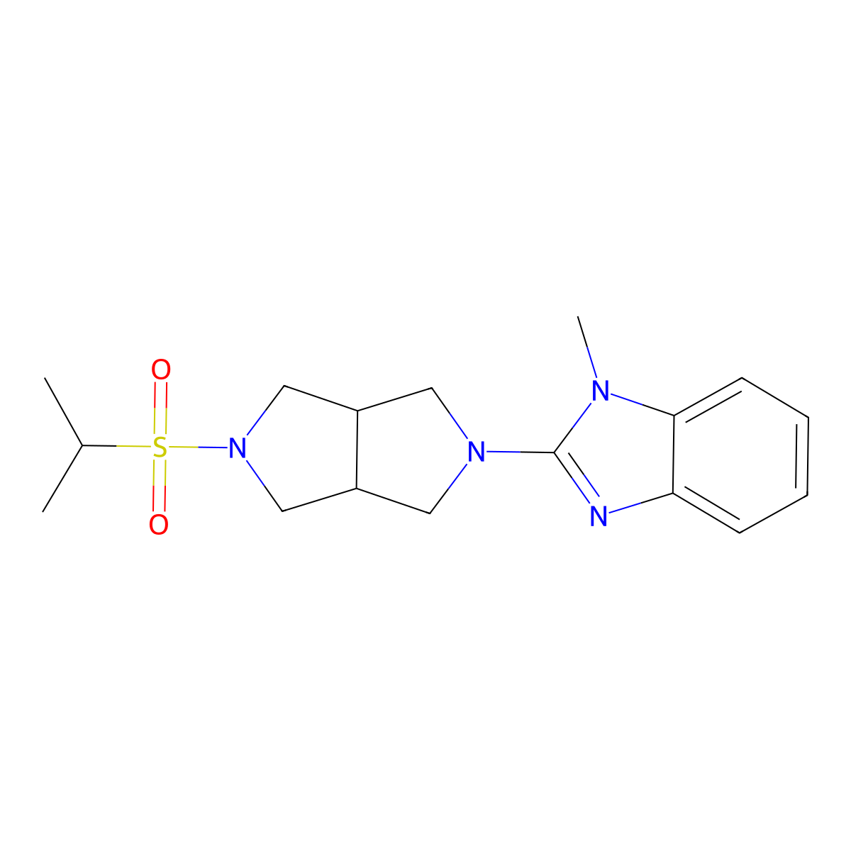 1-methyl-2-[5-(propane-2-sulfonyl)-octahydropyrrolo[3,4-c]pyrrol-2-yl]-1H-1,3-benzodiazole molecular structure, CAS 2548998-15-6