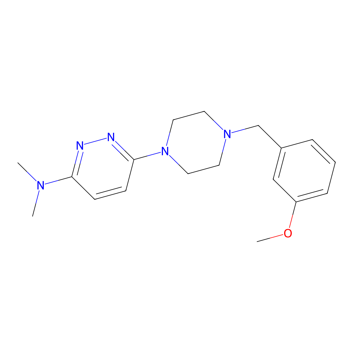 6-{4-[(3-methoxyphenyl)methyl]piperazin-1-yl}-N,N-dimethylpyridazin-3-amine molecular structure, CAS 2548998-18-9
