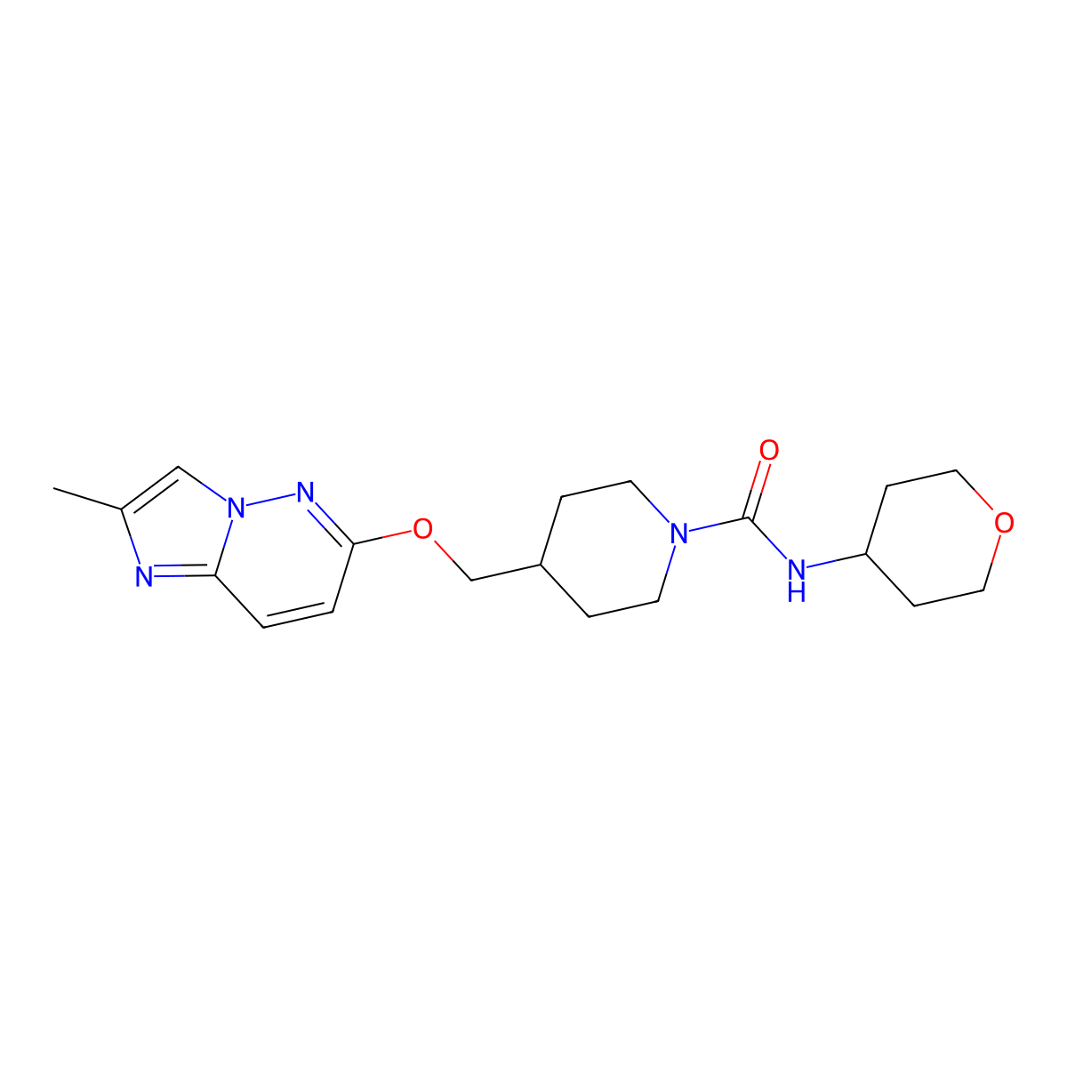 4-[({2-methylimidazo[1,2-b]pyridazin-6-yl}oxy)methyl]-N-(oxan-4-yl)piperidine-1-carboxamide molecular structure, CAS 2548998-19-0