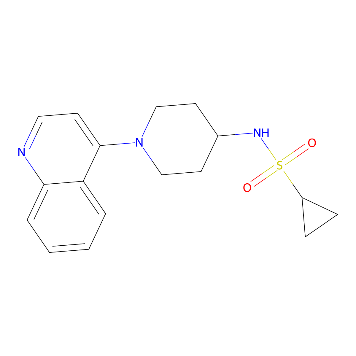 N-[1-(quinolin-4-yl)piperidin-4-yl]cyclopropanesulfonamide molecular structure, CAS 2548998-22-5