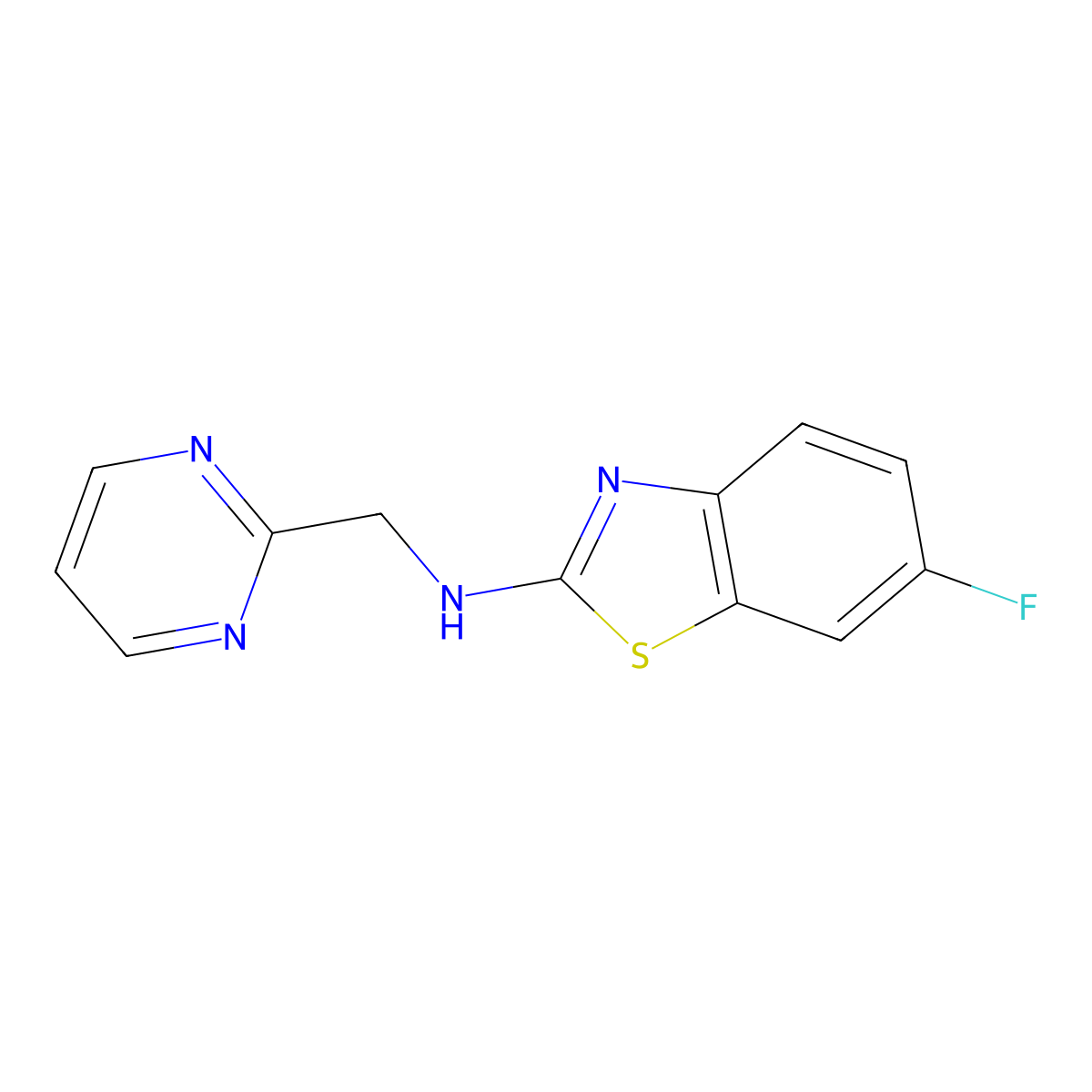 6-fluoro-N-[(pyrimidin-2-yl)methyl]-1,3-benzothiazol-2-amine molecular structure, CAS 2548998-24-7
