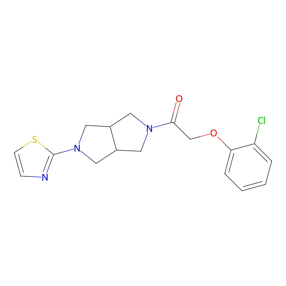2-(2-Chlorophenoxy)-1-[5-(1,3-thiazol-2-yl)-octahydropyrrolo[3,4-c]pyrrol-2-yl]ethan-1-one molecular structure, CAS 2548998-26-9