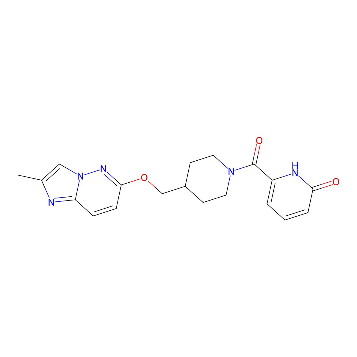 6-{4-[({2-Methylimidazo[1,2-b]pyridazin-6-yl}oxy)methyl]piperidine-1-carbonyl}-1,2-dihydropyridin-2-one molecular structure, CAS 2548998-33-8