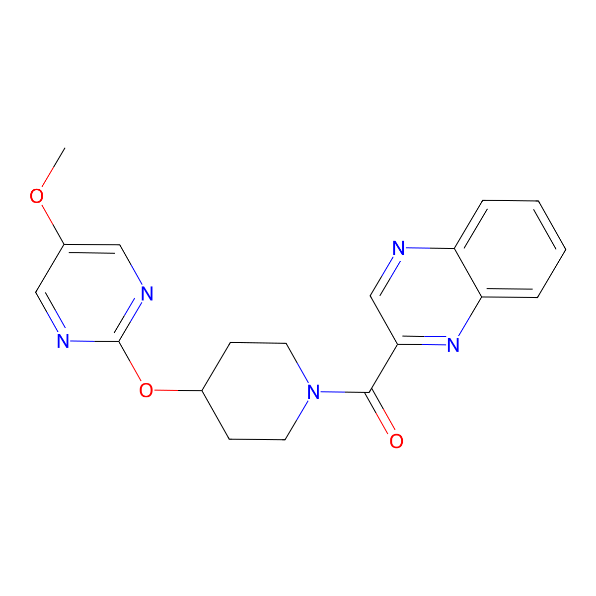 2-{4-[(5-Methoxypyrimidin-2-yl)oxy]piperidine-1-carbonyl}quinoxaline molecular structure, CAS 2548998-37-2