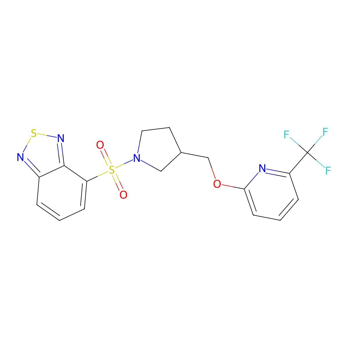 4-{[3-({[6-(Trifluoromethyl)pyridin-2-yl]oxy}methyl)pyrrolidin-1-yl]sulfonyl}-2,1,3-benzothiadiazole molecular structure, CAS 2548998-44-1