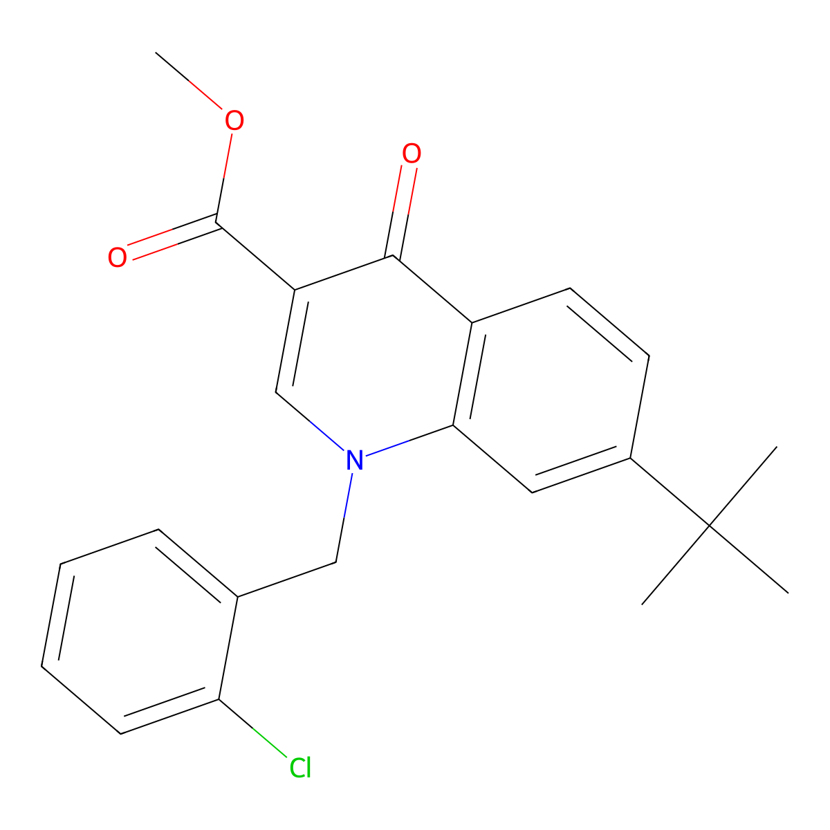 Methyl 7-tert-butyl-1-[(2-chlorophenyl)methyl]-4-oxo-1,4-dihydroquinoline-3-carboxylate molecular structure, CAS 2548998-50-9