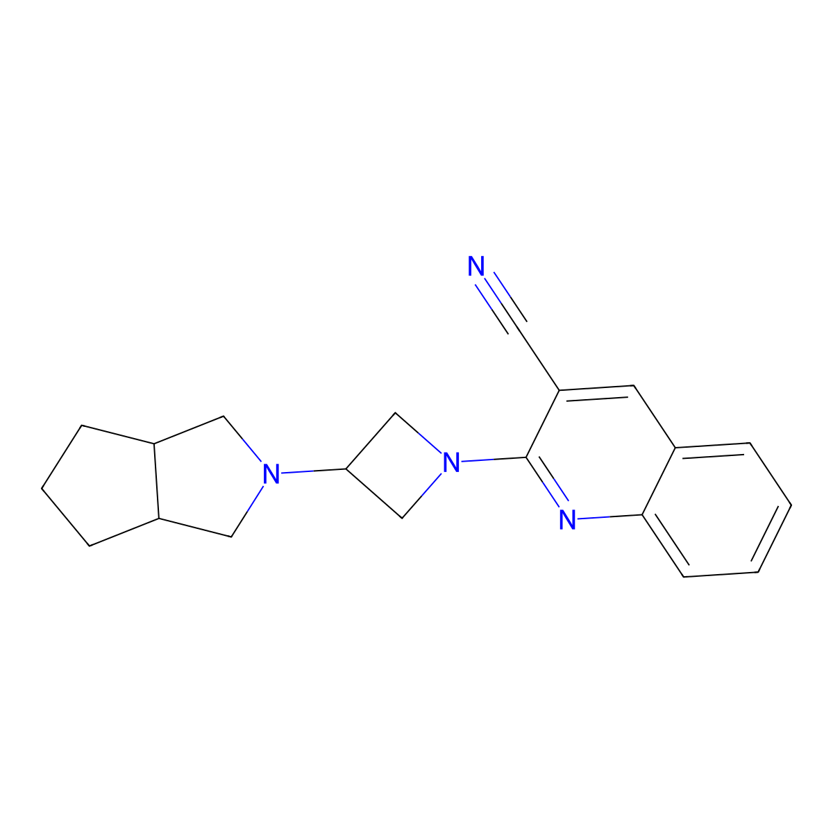 2-(3-{Octahydrocyclopenta[c]pyrrol-2-yl}azetidin-1-yl)quinoline-3-carbonitrile molecular structure, CAS 2548998-58-7