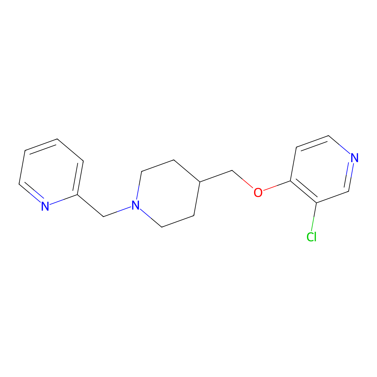 3-Chloro-4-({1-[(pyridin-2-yl)methyl]piperidin-4-yl}methoxy)pyridine molecular structure, CAS 2548998-63-4