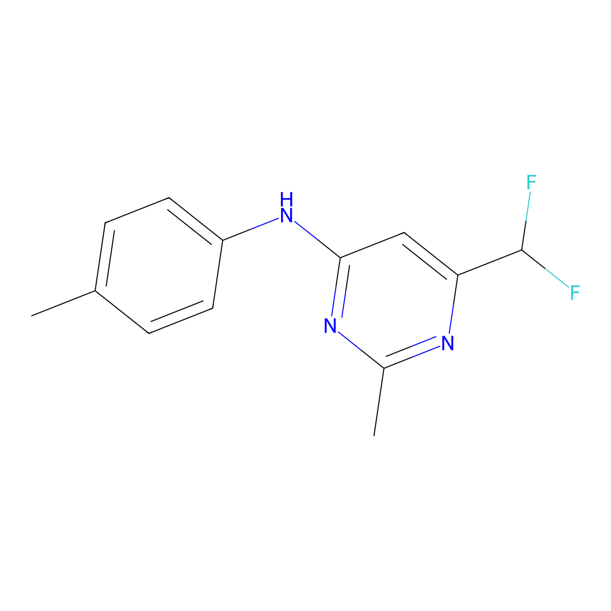 6-(difluoromethyl)-2-methyl-N-(4-methylphenyl)pyrimidin-4-amine molecular structure, CAS 2548998-64-5