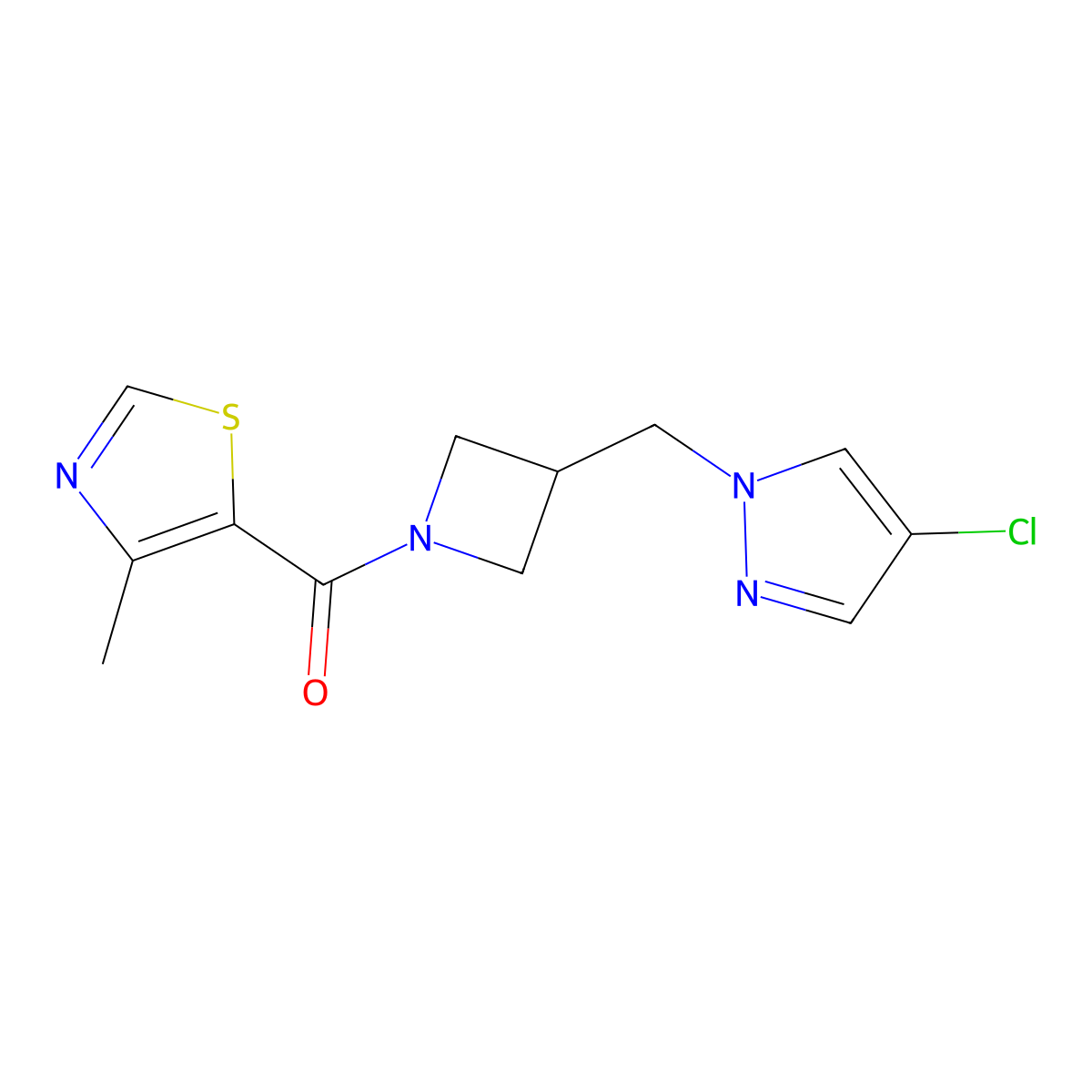 5-{3-[(4-chloro-1H-pyrazol-1-yl)methyl]azetidine-1-carbonyl}-4-methyl-1,3-thiazole molecular structure, CAS 2548998-69-0