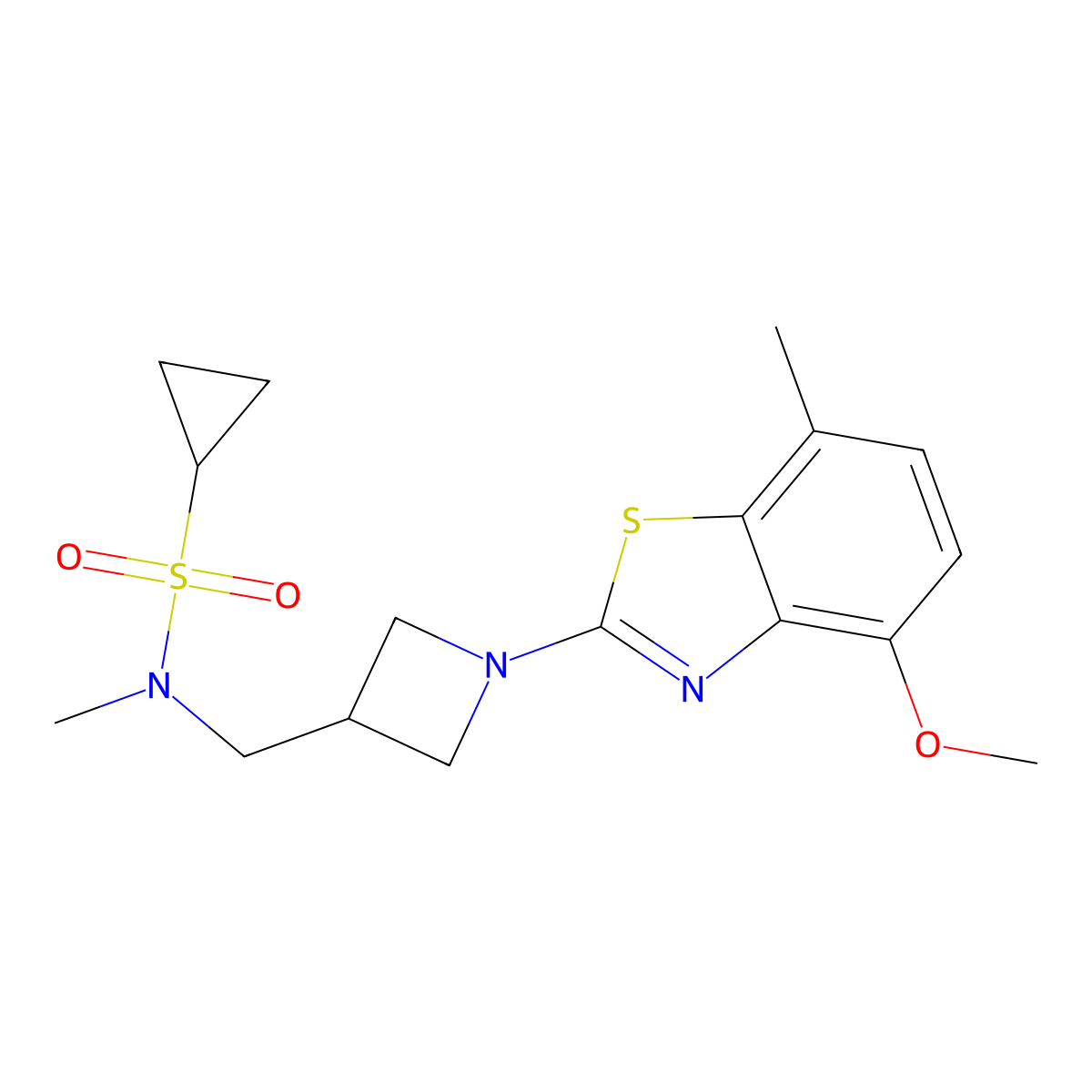 N-{[1-(4-methoxy-7-methyl-1,3-benzothiazol-2-yl)azetidin-3-yl]methyl}-N-methylcyclopropanesulfonamide molecular structure, CAS 2548998-74-7