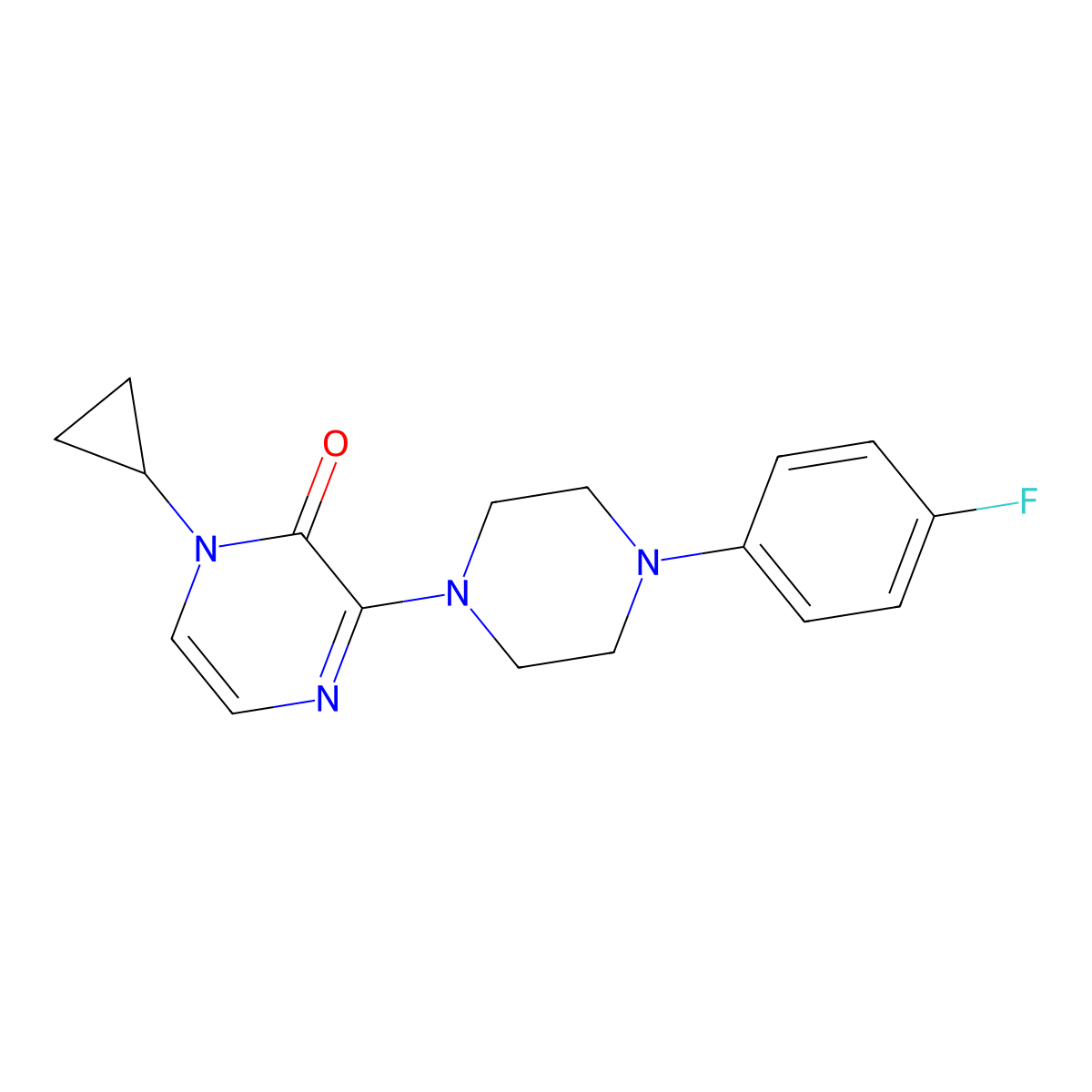 1-Cyclopropyl-3-[4-(4-fluorophenyl)piperazin-1-yl]-1,2-dihydropyrazin-2-one molecular structure, CAS 2548998-85-0