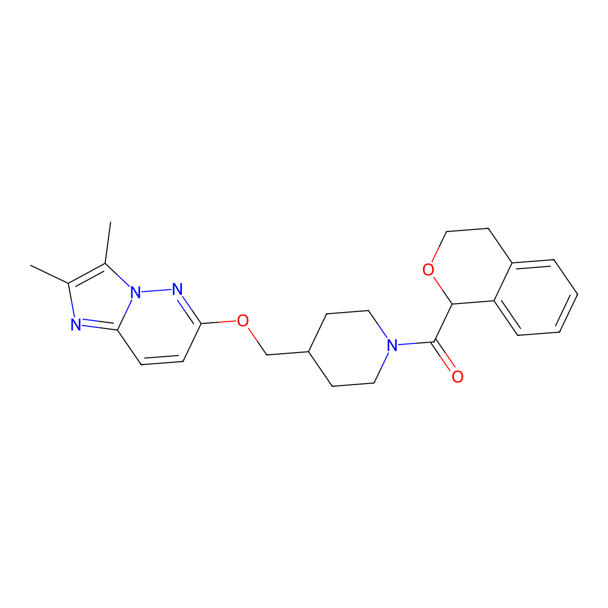 1-(3,4-dihydro-1H-2-benzopyran-1-carbonyl)-4-[({2,3-dimethylimidazo[1,2-b]pyridazin-6-yl}oxy)methyl]piperidine molecular structure, CAS 2548998-87-2