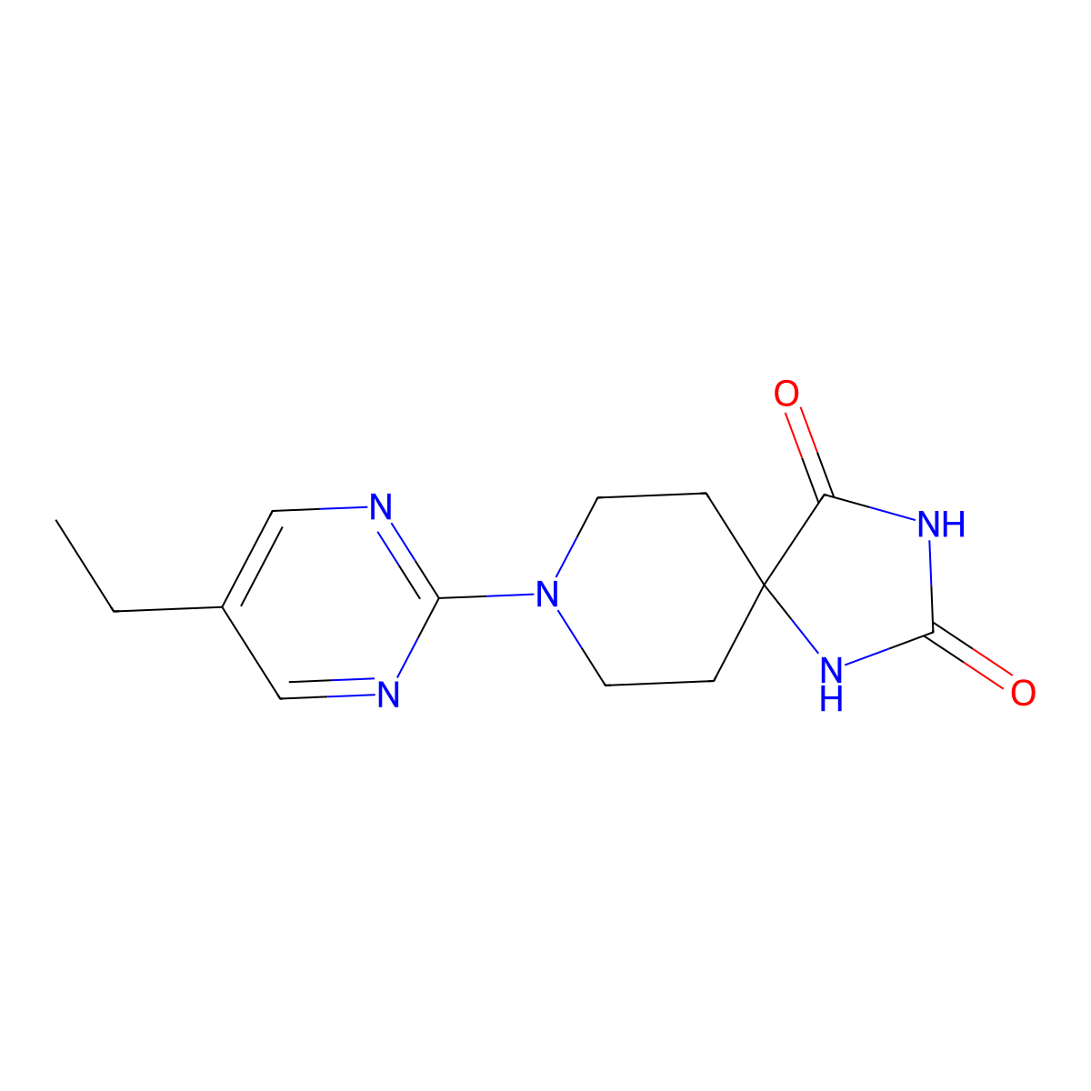 8-(5-Ethylpyrimidin-2-yl)-1,3,8-triazaspiro[4.5]decane-2,4-dione molecular structure, CAS 2548998-89-4