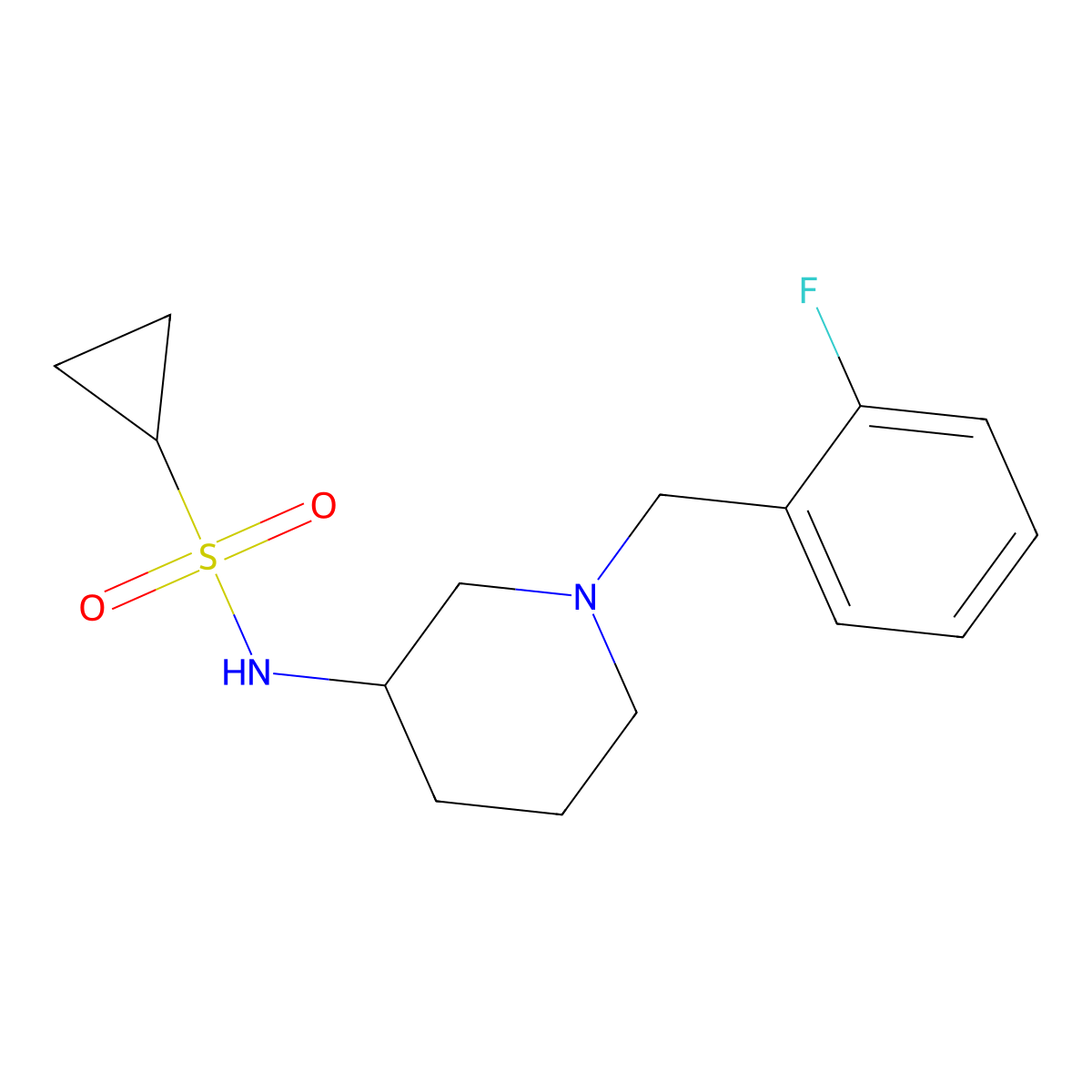 N-{1-[(2-fluorophenyl)methyl]piperidin-3-yl}cyclopropanesulfonamide molecular structure, CAS 2548998-94-1