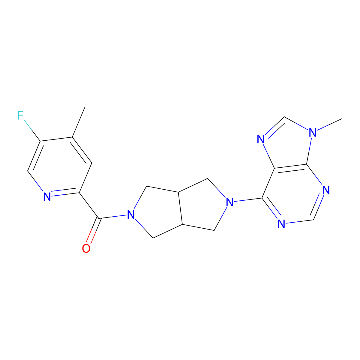6-[5-(5-fluoro-4-methylpyridine-2-carbonyl)-octahydropyrrolo[3,4-c]pyrrol-2-yl]-9-methyl-9H-purine molecular structure, CAS 2548998-95-2