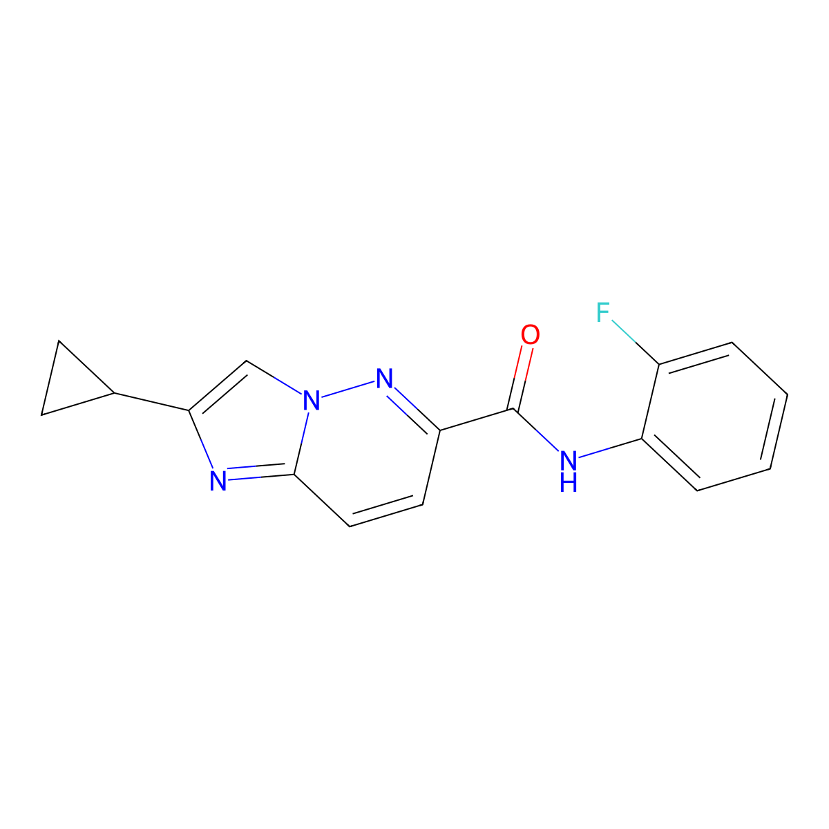 2-cyclopropyl-N-(2-fluorophenyl)imidazo[1,2-b]pyridazine-6-carboxamide molecular structure, CAS 2548998-97-4