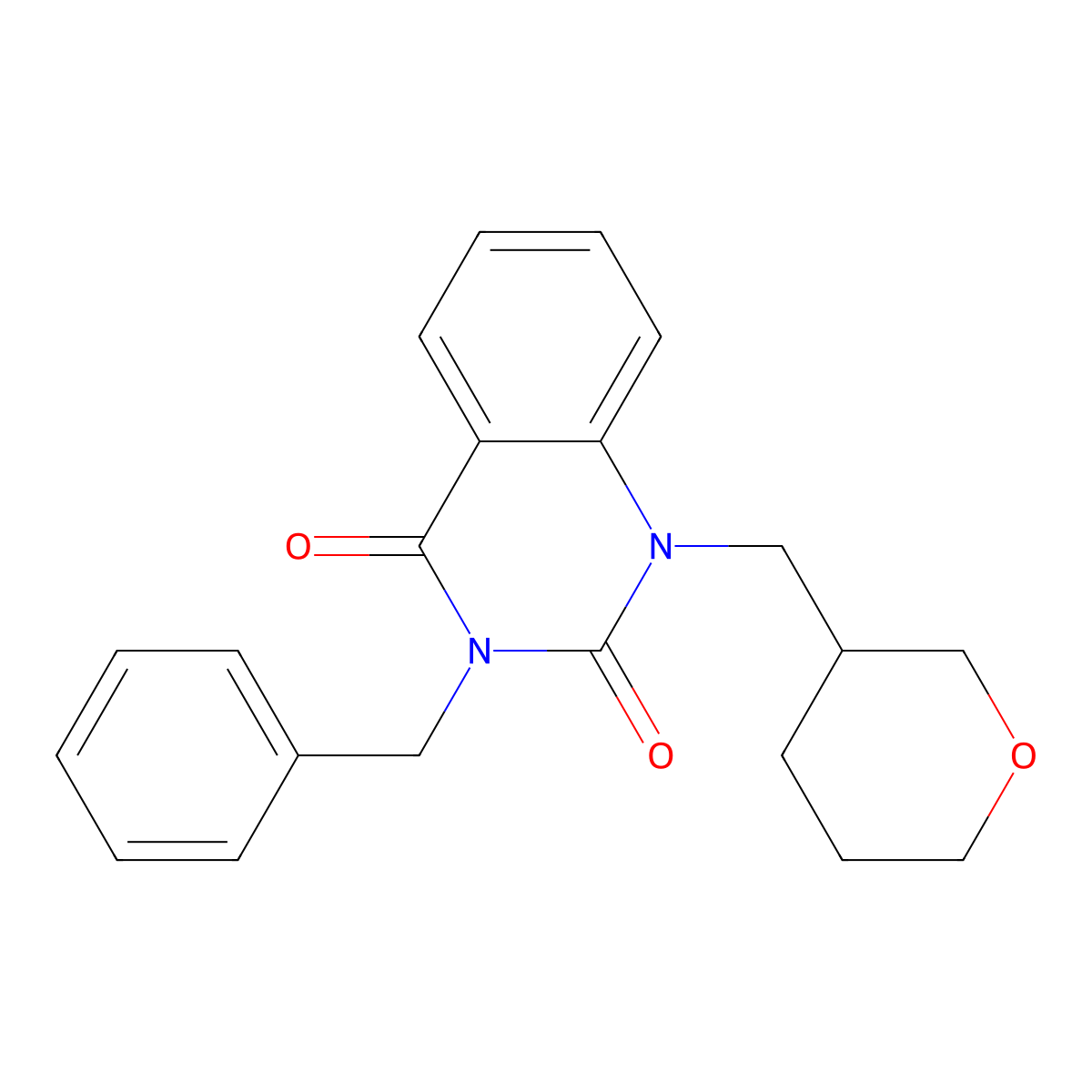 3-Benzyl-1-[(oxan-3-yl)methyl]-1,2,3,4-tetrahydroquinazoline-2,4-dione molecular structure, CAS 2548998-98-5