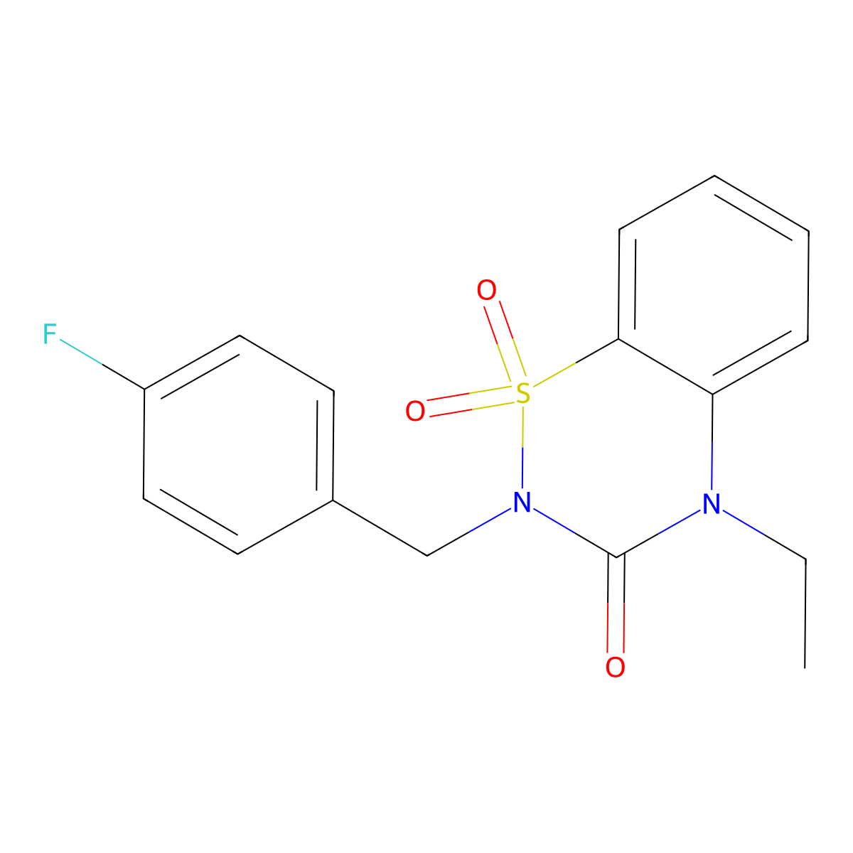 4-ethyl-2-[(4-fluorophenyl)methyl]-3,4-dihydro-2H-1lambda6,2,4-benzothiadiazine-1,1,3-trione molecular structure, CAS 2548999-10-4