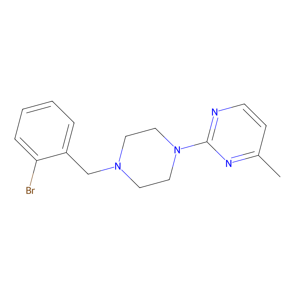 2-{4-[(2-Bromophenyl)methyl]piperazin-1-yl}-4-methylpyrimidine molecular structure, CAS 2548999-12-6