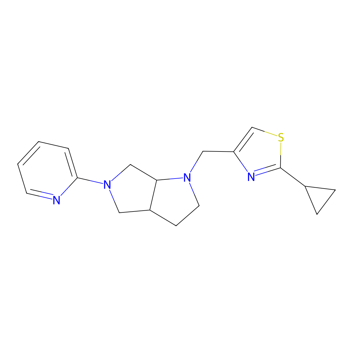 2-{1-[(2-Cyclopropyl-1,3-thiazol-4-yl)methyl]-octahydropyrrolo[2,3-c]pyrrol-5-yl}pyridine molecular structure, CAS 2548999-20-6