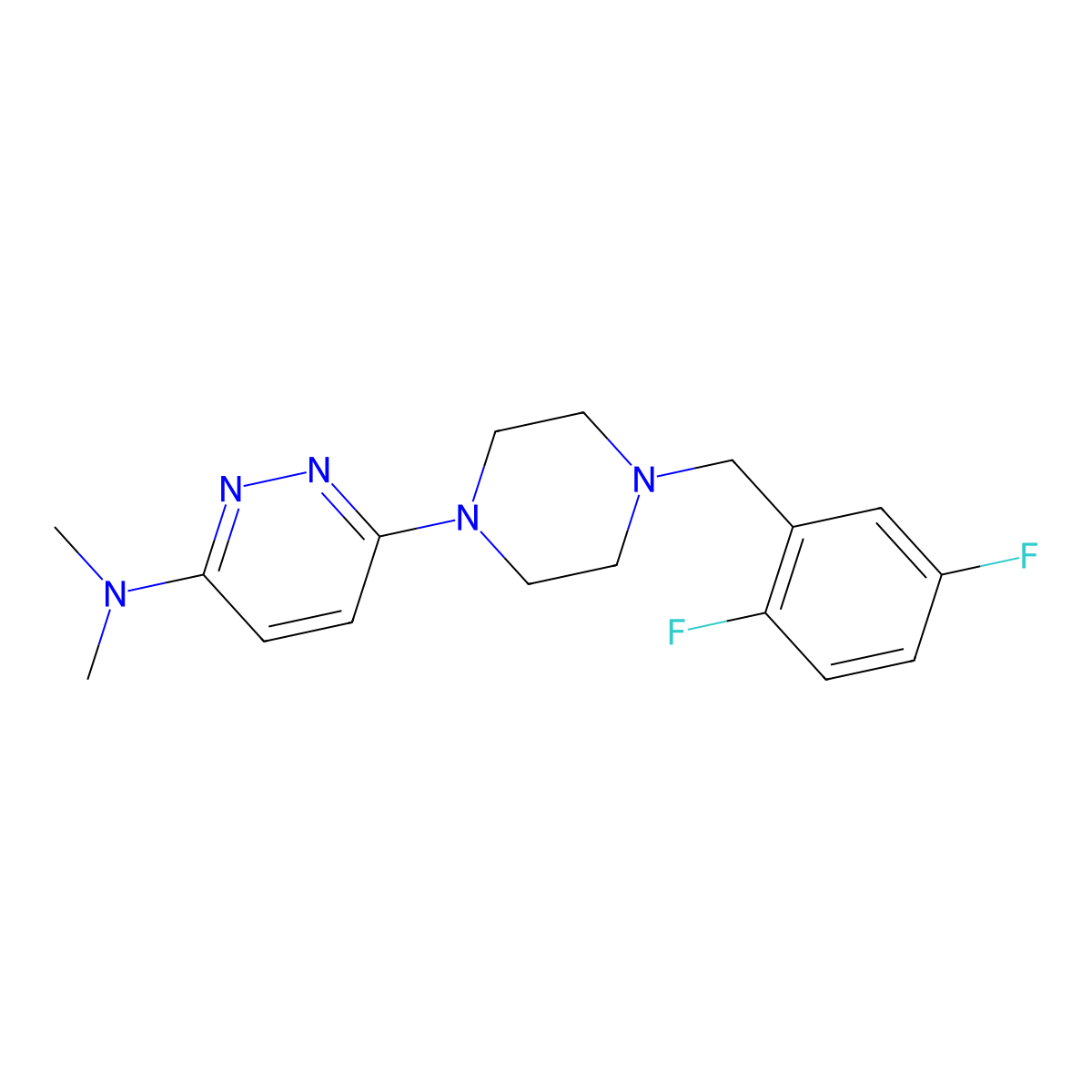 6-{4-[(2,5-difluorophenyl)methyl]piperazin-1-yl}-N,N-dimethylpyridazin-3-amine molecular structure, CAS 2548999-24-0