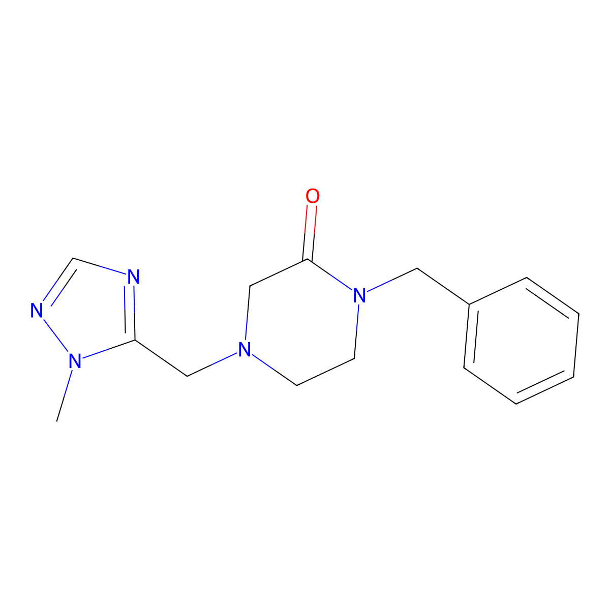 1-Benzyl-4-[(2-methyl-1,2,4-triazol-3-yl)methyl]piperazin-2-one molecular structure, CAS 2548999-29-5