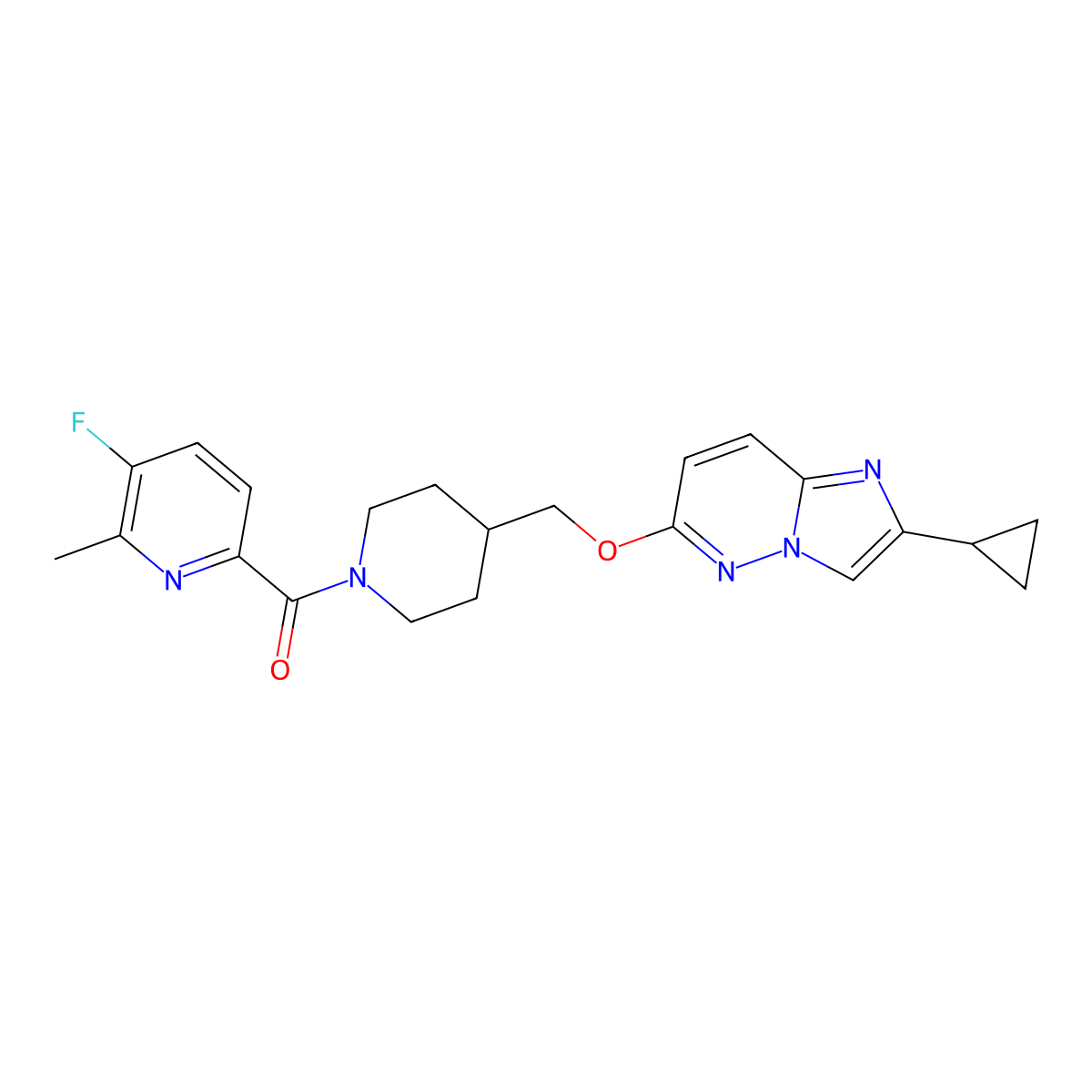 6-{4-[({2-Cyclopropylimidazo[1,2-b]pyridazin-6-yl}oxy)methyl]piperidine-1-carbonyl}-3-fluoro-2-methylpyridine molecular structure, CAS 2548999-30-8