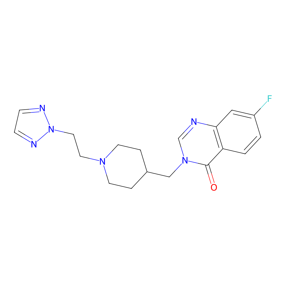 7-fluoro-3-({1-[2-(2H-1,2,3-triazol-2-yl)ethyl]piperidin-4-yl}methyl)-3,4-dihydroquinazolin-4-one molecular structure, CAS 2548999-40-0