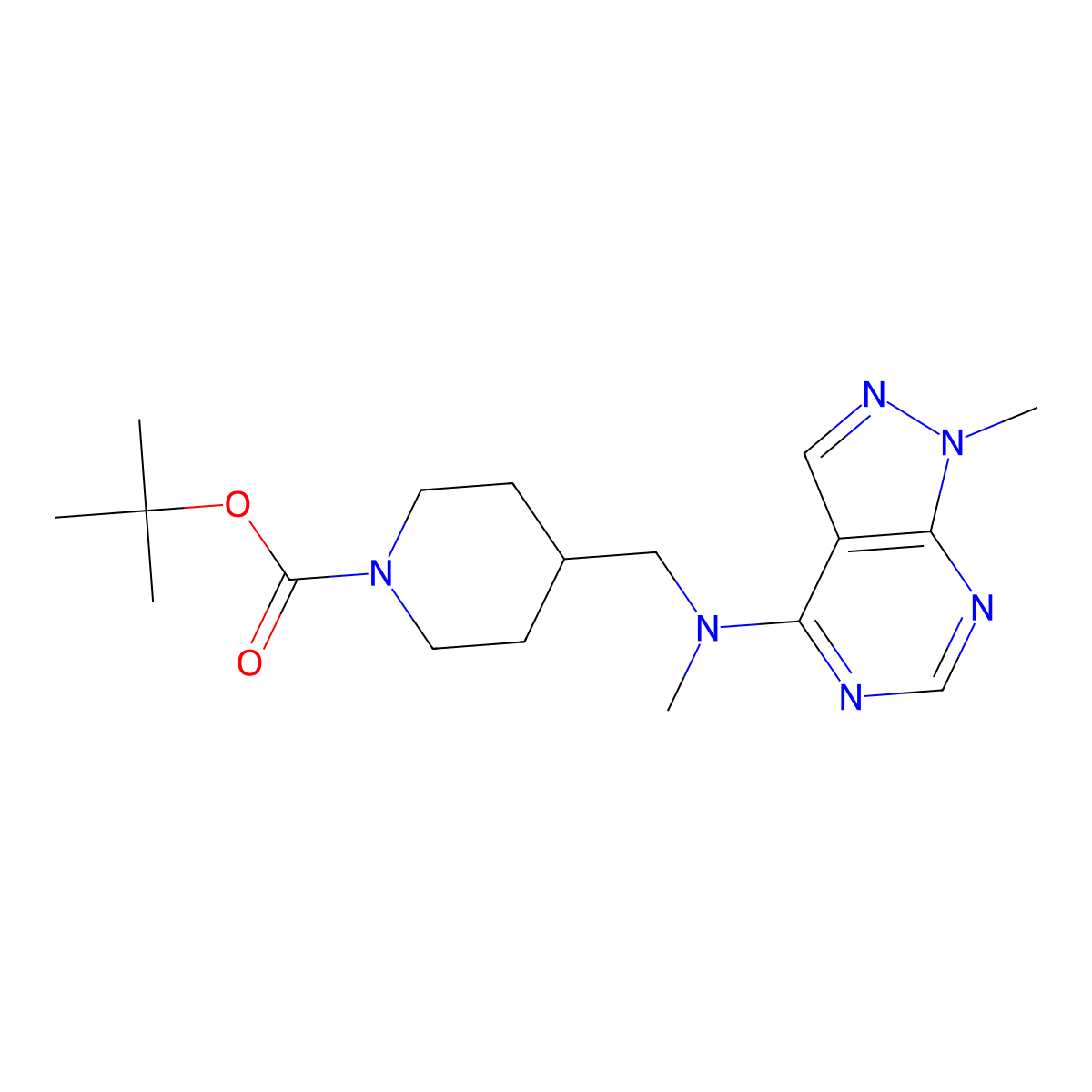 tert-butyl 4-{[methyl({1-methyl-1H-pyrazolo[3,4-d]pyrimidin-4-yl})amino]methyl}piperidine-1-carboxylate molecular structure, CAS 2548999-42-2