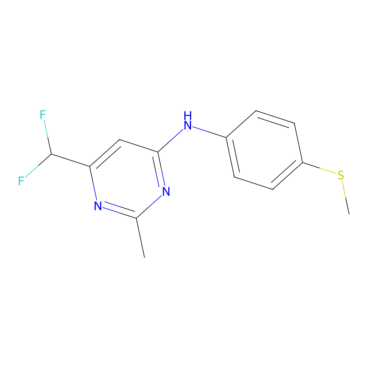 6-(difluoromethyl)-2-methyl-N-[4-(methylsulfanyl)phenyl]pyrimidin-4-amine molecular structure, CAS 2548999-43-3