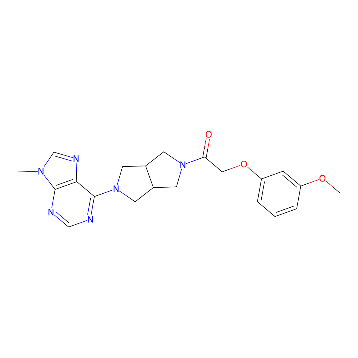 2-(3-methoxyphenoxy)-1-[5-(9-methyl-9H-purin-6-yl)-octahydropyrrolo[3,4-c]pyrrol-2-yl]ethan-1-one molecular structure, CAS 2548999-47-7