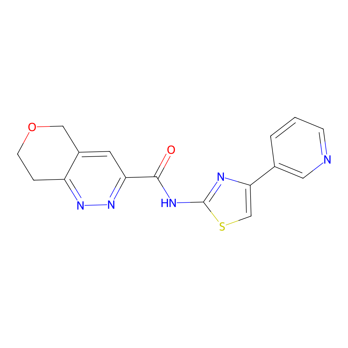 N-[4-(pyridin-3-yl)-1,3-thiazol-2-yl]-5H,7H,8H-pyrano[4,3-c]pyridazine-3-carboxamide molecular structure, CAS 2548999-63-7