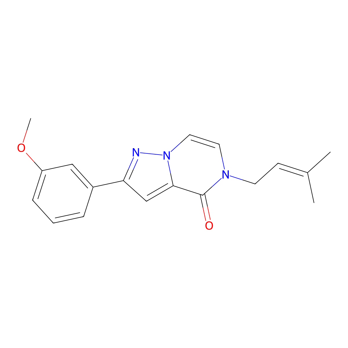 2-(3-methoxyphenyl)-5-(3-methylbut-2-en-1-yl)-4H,5H-pyrazolo[1,5-a]pyrazin-4-one molecular structure, CAS 2548999-64-8