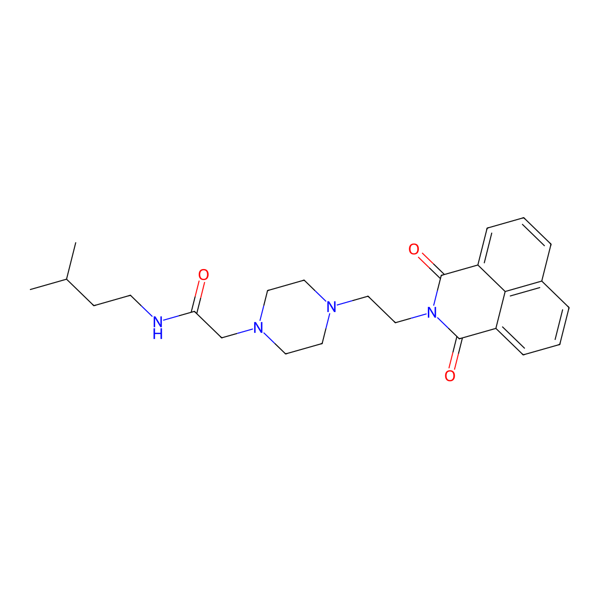 2-[4-(2-{2,4-dioxo-3-azatricyclo[7.3.1.0^{5,13}]trideca-1(13),5,7,9,11-pentaen-3-yl}ethyl)piperazin-1-yl]-N-(3-methylbutyl)acetamide molecular structure, CAS 2548999-66-0