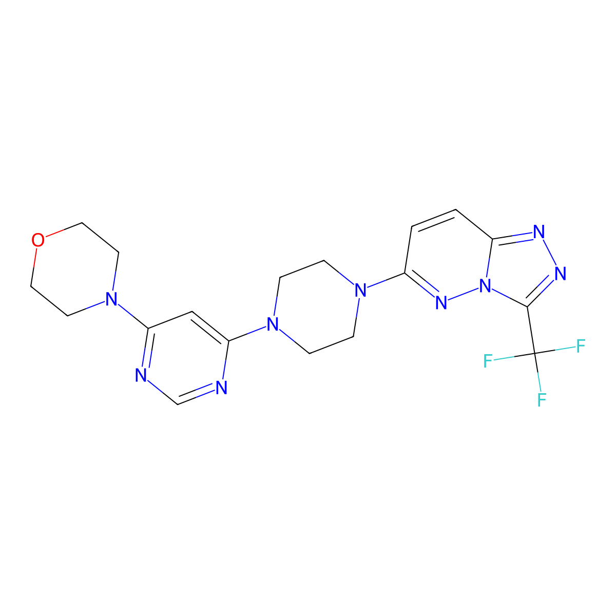 4-(6-{4-[3-(Trifluoromethyl)-[1,2,4]triazolo[4,3-b]pyridazin-6-yl]piperazin-1-yl}pyrimidin-4-yl)morpholine molecular structure, CAS 2548999-70-6