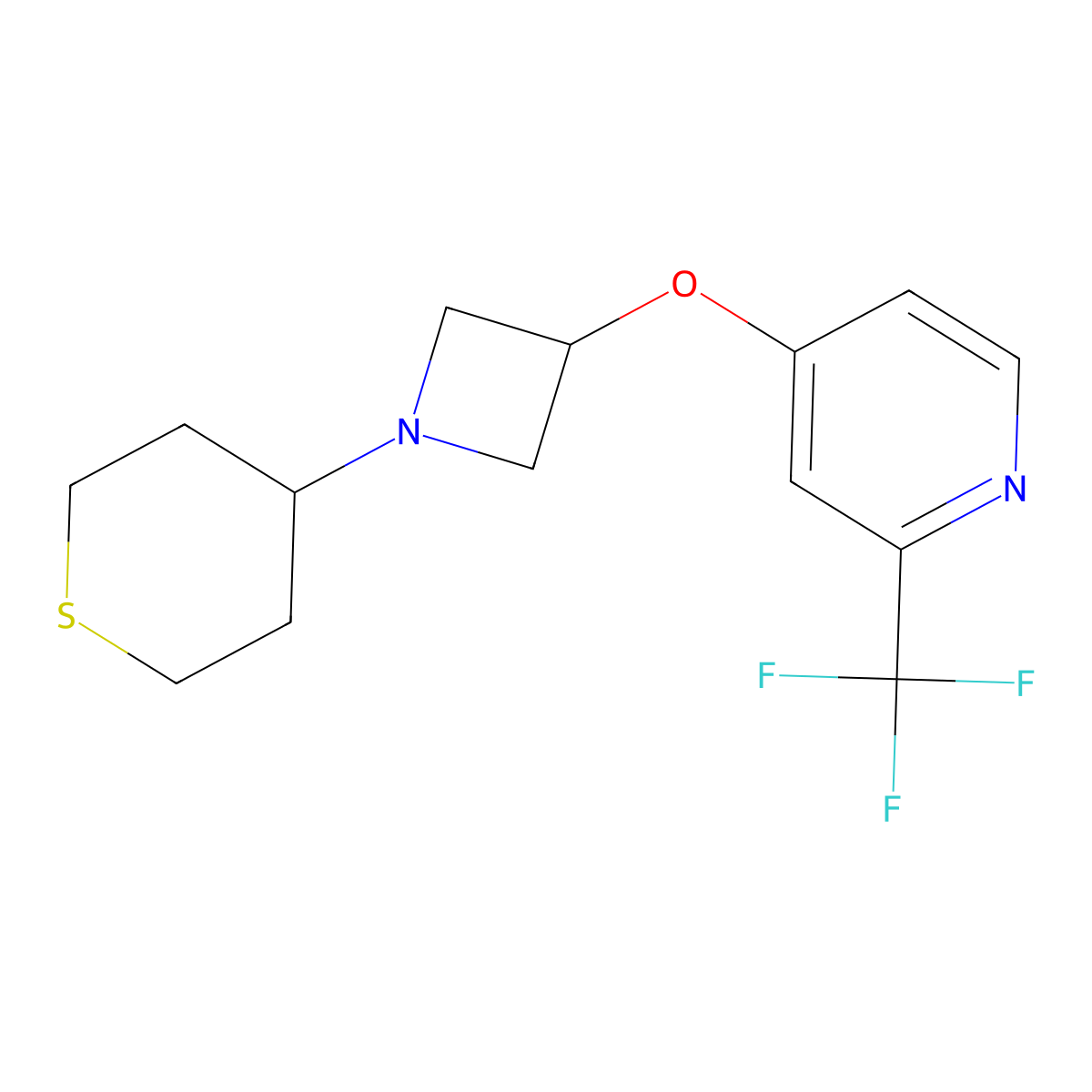 4-{[1-(Thian-4-yl)azetidin-3-yl]oxy}-2-(trifluoromethyl)pyridine molecular structure, CAS 2548999-72-8